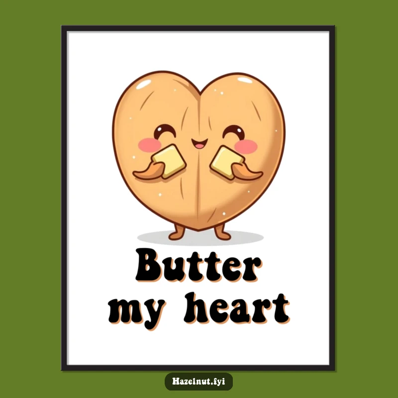 Funny Hazelnut Butter Heart Poster: Whimsical Character Art for Playful Spaces