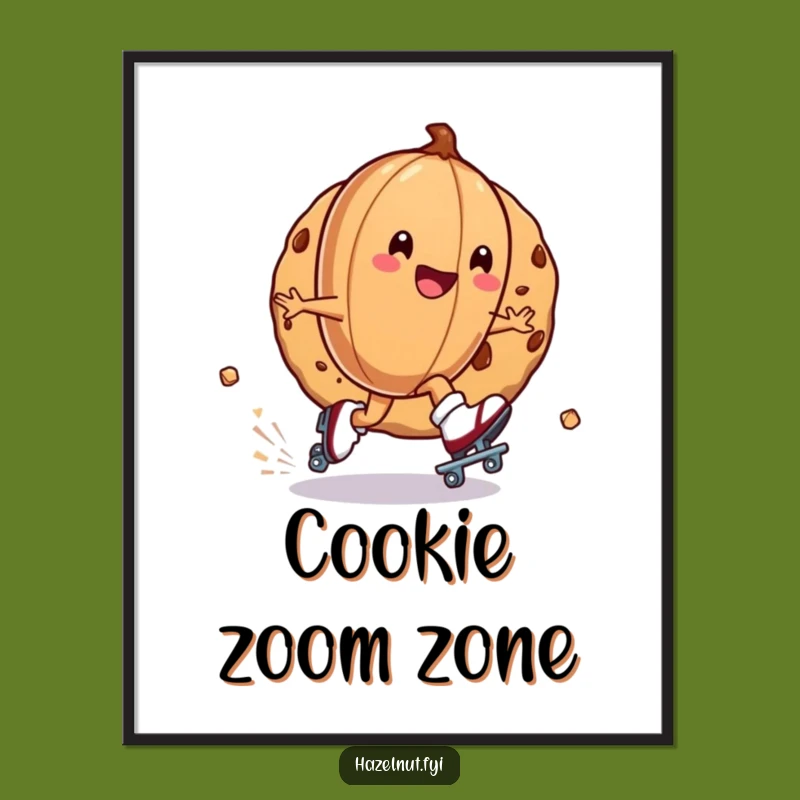 Funny Roller Skating Hazelnut Poster: Hilarious Wall Art to Inspire Speed and Sweetness