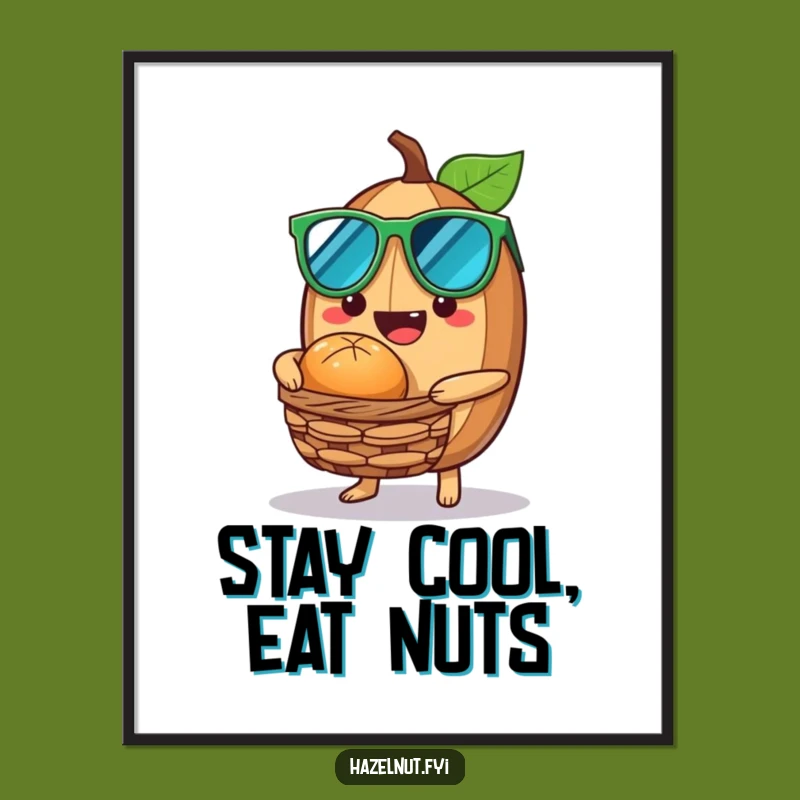Funny Cool Hazelnut Poster - Shady Nutty Art, Perfect Funny Gift