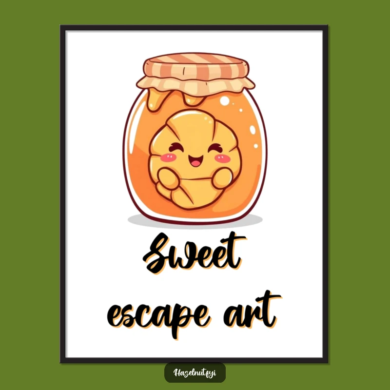Funny Croissant Jam Poster: Smiling Pastry Art, Whimsical & Hilarious Wall Decor
