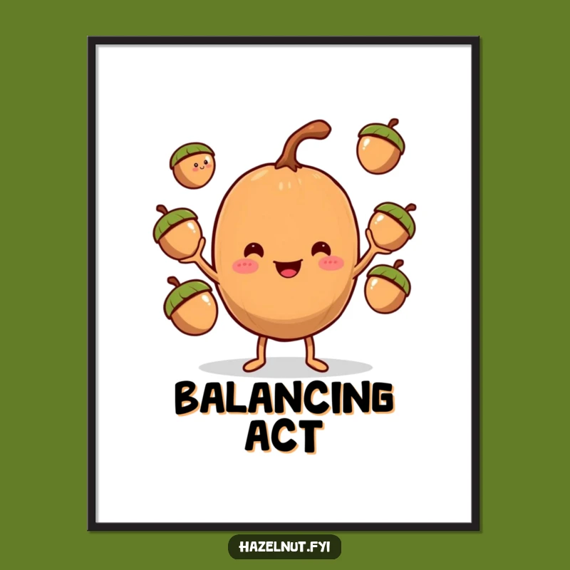 Funny Hazelnut Juggler Poster: Adorn Your Walls with This Hilarious Acorn Art
