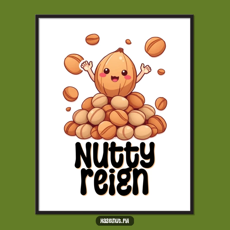 Funny Hazelnut Poster: Happy Roasted Nut Wave Art Funny Gift Decor
