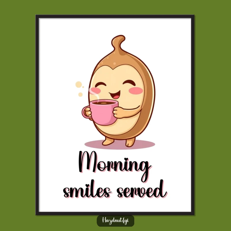 Funny Winking Hazelnut Poster - Cheerful Morning Art Print Gift