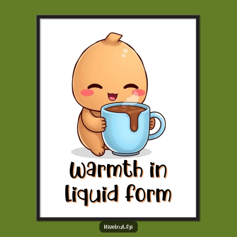 Funny Winking Hazelnut Poster: Hot Chocolate Vibes, Cozy Decor, Cute Wall Art Gift