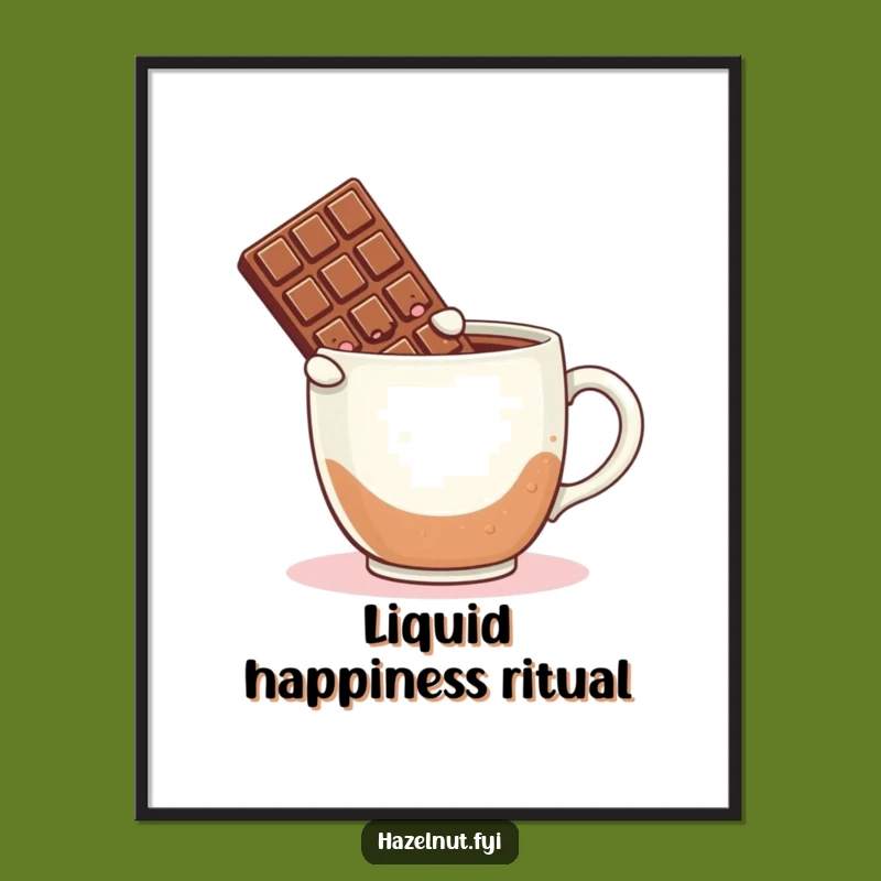 Funny Chocolate Coffee Poster: Artistic Blushing Bar Leaping, Whimsical Wall Art Gift