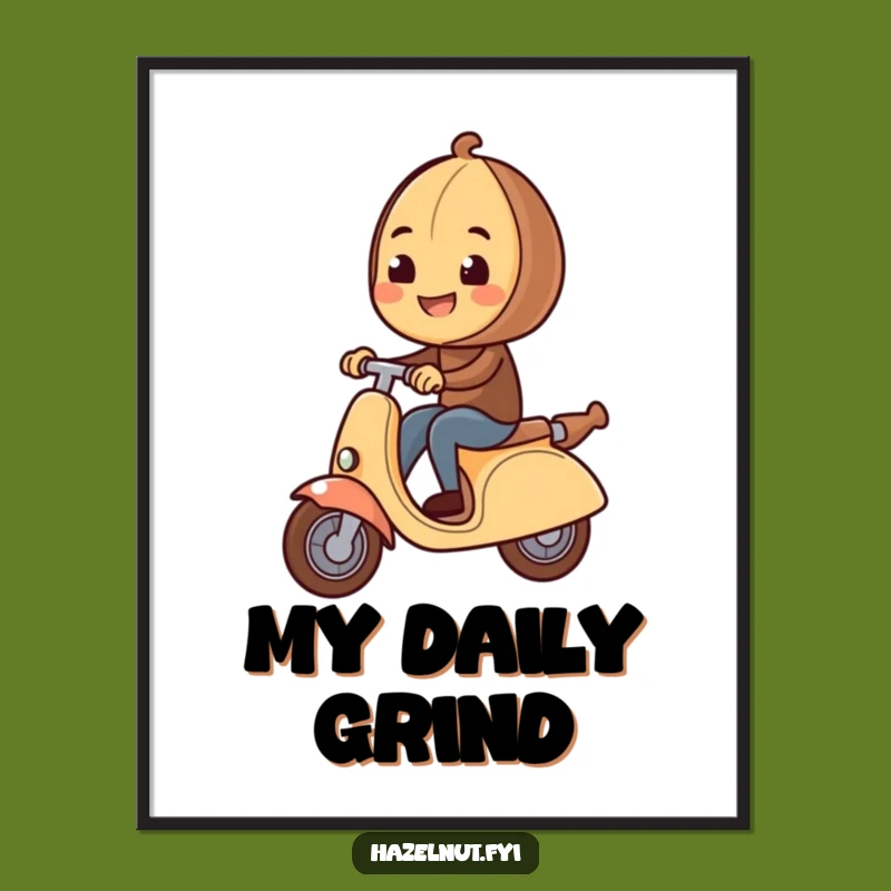 Funny Hazelnut Rolling Pin Poster - Quirky Nutty Wall Art Gift