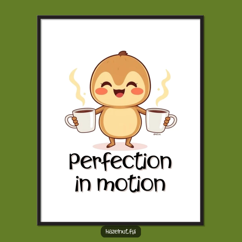 Funny Hazelnut Coffee Juggler Poster: Inject Humor and Joy into Your Walls