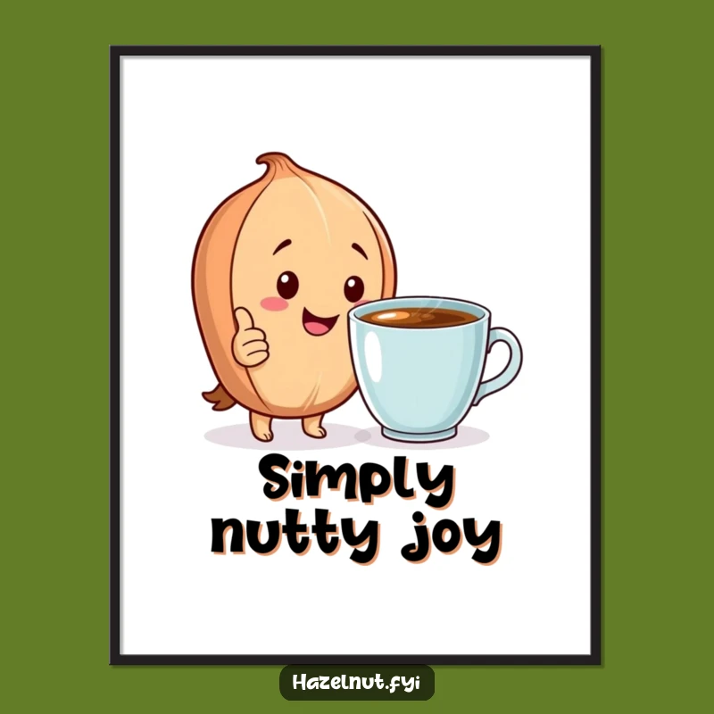 Funny Hazelnut Poster: Happy Nut Coffee Art, Hilarious Morning Decor Gift