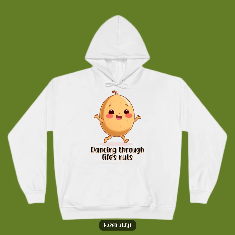 Cozy Funny Dancing Hazelnut Hoodie: Cheerful Nut, Joyful Dance, Warm Comfort Gift