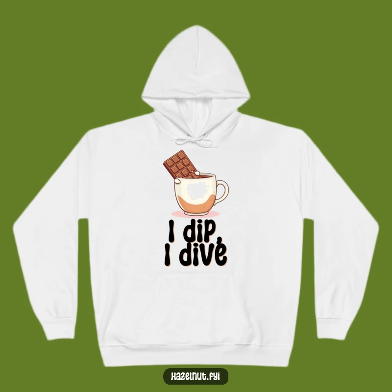 Funny Chocolate Coffee Hoodie: Cozy Blushing Bar Leaping into Brew, Warm Gift