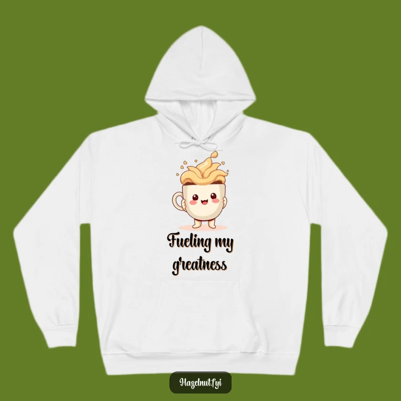 Funny Kawaii Hazelnut Hoodie: Cozy Up with a Giant Coffee Cup, Your New Favorite Funny Gift