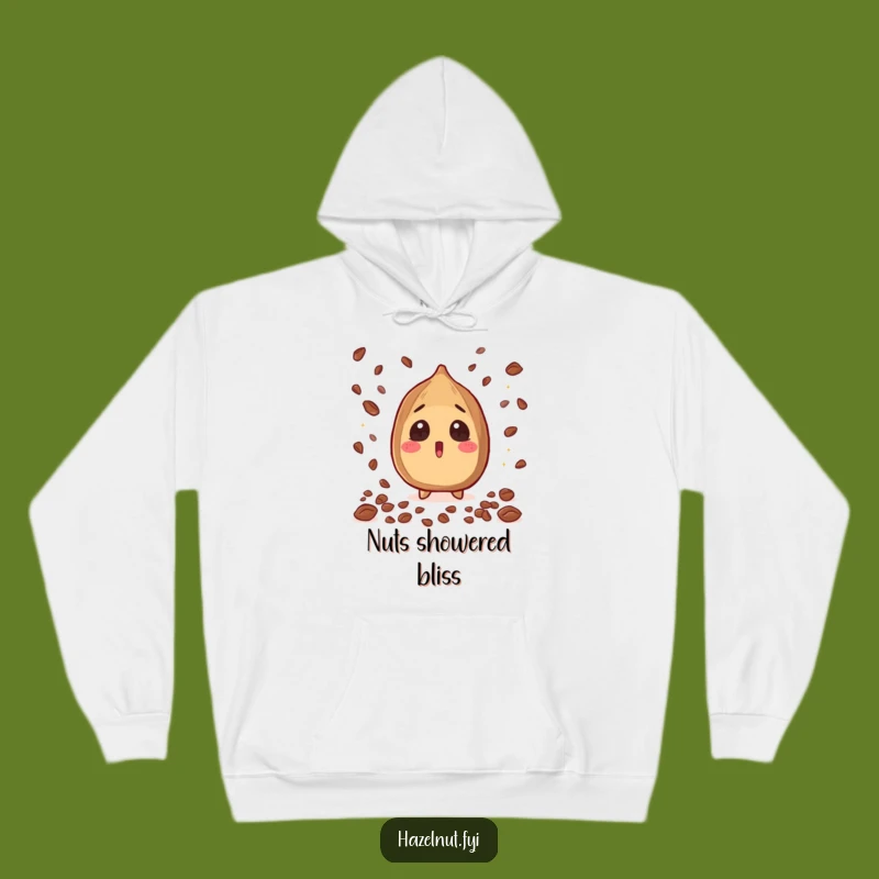 Funny Surprised Hazelnut Hoodie: Cozy Cacao Nibs Rain Funny Gift Apparel