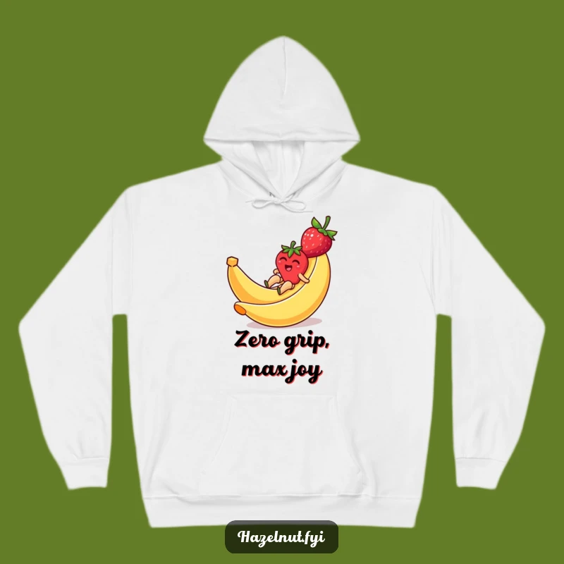 Funny Strawberry Banana Slide Hoodie - Cozy & Comical Fruit Lover Gift for Cold Days
