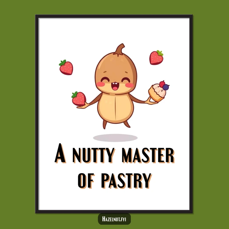 Free Printable Wall Art: Naughty Hazelnut Pastry Juggler Decor, DIY Downloadable Poster!