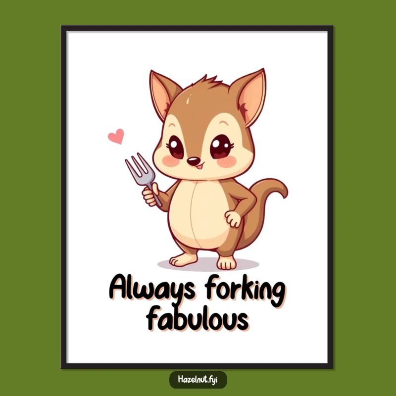 Funny Free Printable Wall Art: Stylish Hazelnut w/ Fork, Quirky Downloadable Decor for Chic Spaces