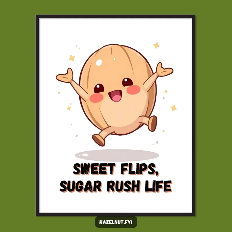 Free Printable Wall Art: Hazelnut Cartwheel Action - Energetic Funny Downloadable Decor