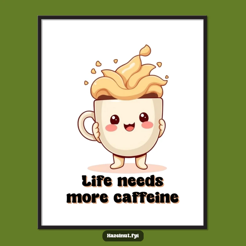 Free Printable Wall Art: Kawaii Hazelnut's Coffee Obsession, Funny Downloadable Decor