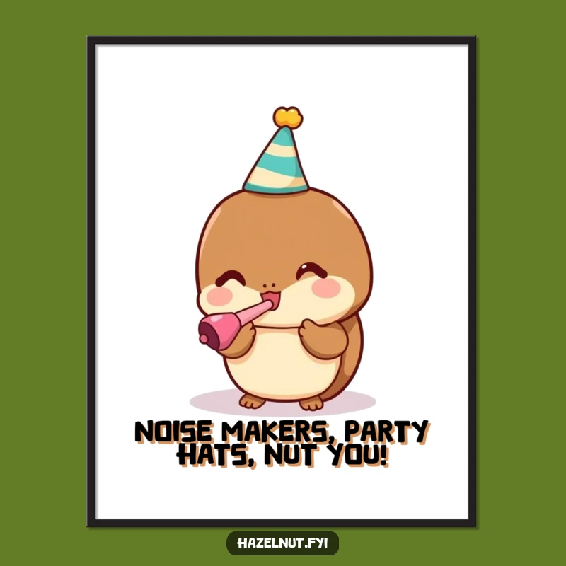 Free Printable Wall Art: Party Hazelnut with Noisemaker - Festive Decor!