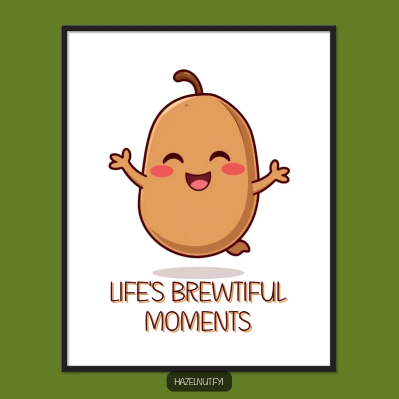 Funny Free Printable Wall Art: Cheerful Coffee Bean Hop - Downloadable Decor!