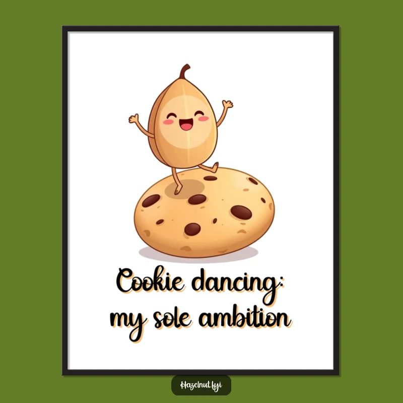 Funny Free Printable Wall Art: Dancing Nut Cookie Downloadable Decor for Joyful Spaces