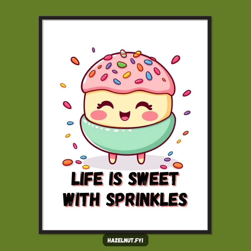 Funny Free Printable Wall Art: Giggling Macaroon Sprinkle Juggling Humorous Decor