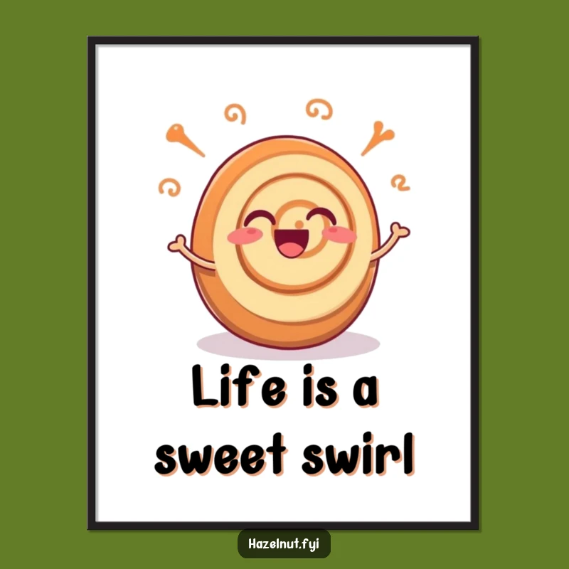 Funny Free Printable Wall Art: Wiggling Cinnamon Roll - Downloadable Decor!