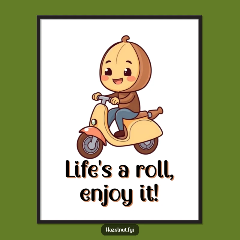 Free Printable Wall Art: Whimsical Hazelnut Scooter Rider Downloadable Art