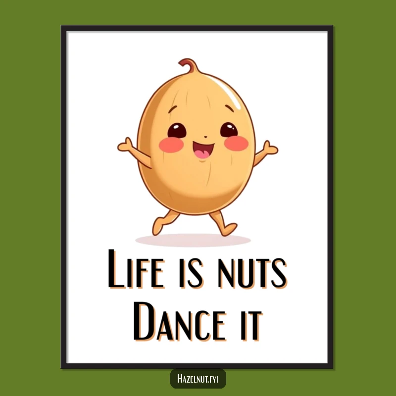 Playful Free Printable Wall Art: Dancing Hazelnut Character