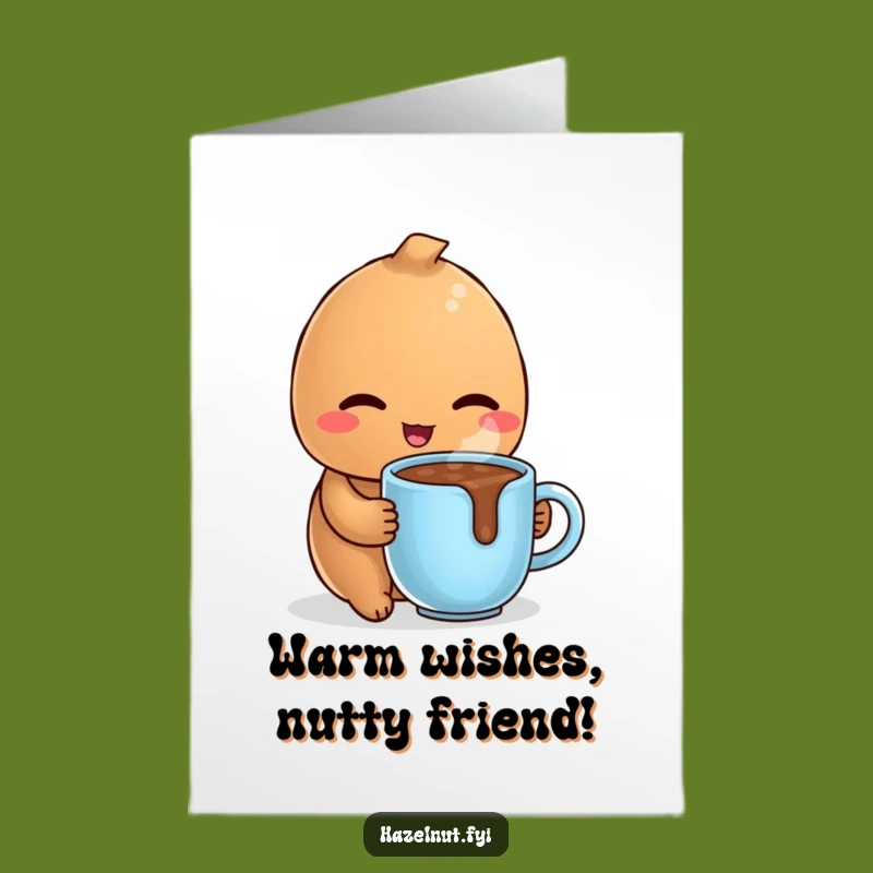 Cozy Free Printable Birthday Card: Winking Hazelnut with Hot Chocolate
