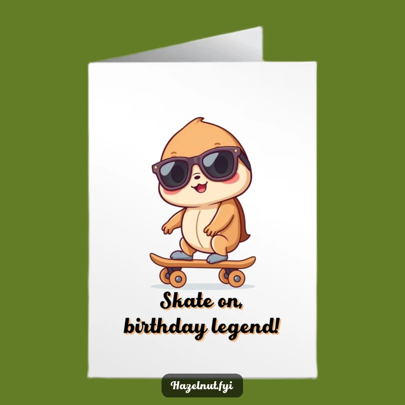 Free Printable Birthday Card: Funny Skater Hazelnut Greeting, Perfect DIY Downloadable Gift!