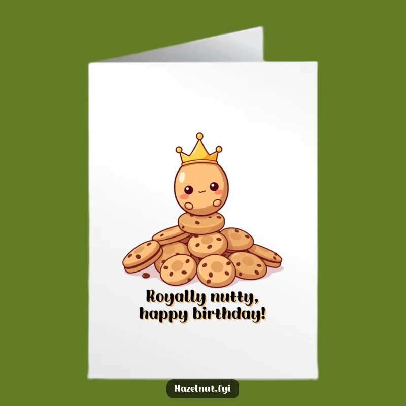 Free Printable Birthday Card: Royal Hazelnut Cookie King Humorous Downloadable Gift