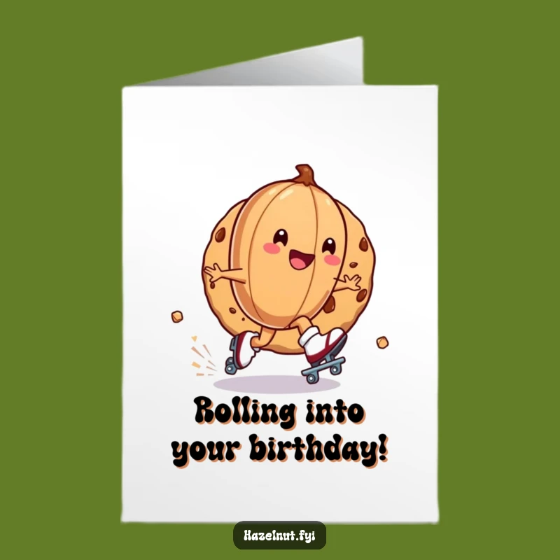 Free Printable Funny Roller Skate Hazelnut Birthday Card - Speedy Treat Downloadable