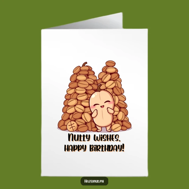 Free Printable Birthday Card: Winking Hazelnut Nut Pile Funny Downloadable Gift