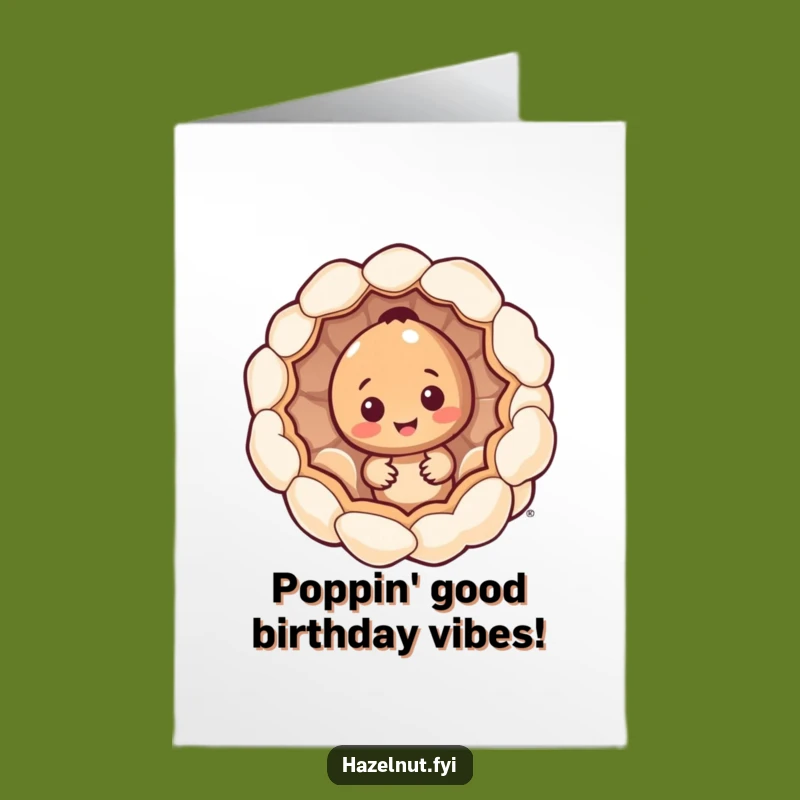 Free Printable Hazelnut Birthday Card: Popcorn Surprise Funny Downloadable Greeting