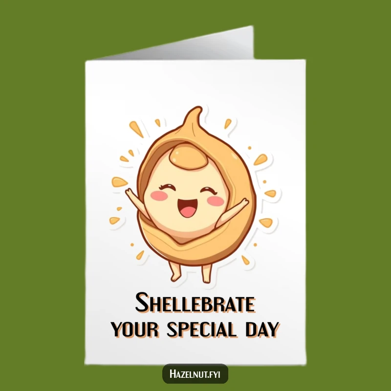 Free Printable Birthday Card: Excited Hazelnut Bursting Out for a Funny Downloadable Gift