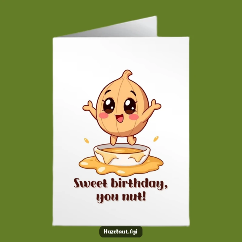 Free Printable Birthday Card: Hazelnut Dives Into Caramel Fun - Downloadable Gift