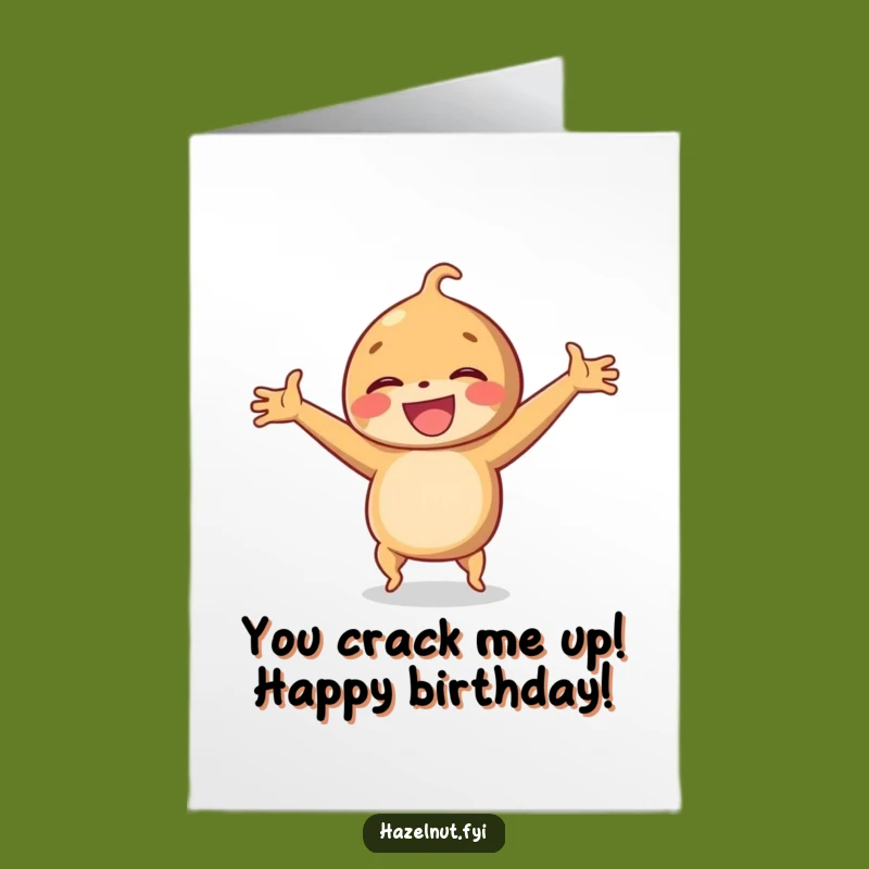 Hilarious Free Printable Birthday Card: Laughing Hazelnut Cartwheeling, Funny Downloadable Gift for Joy!