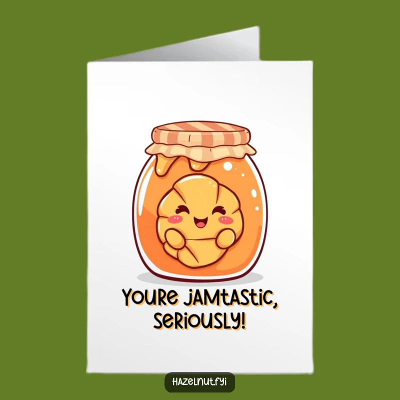 Free Printable Congrats Card: Croissant Jam Jar Peek Funny Downloadable Gift