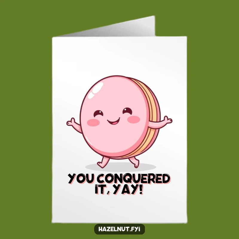 Free Printable Congrats Card: Dancing Macaron - Funny Downloadable Gift!