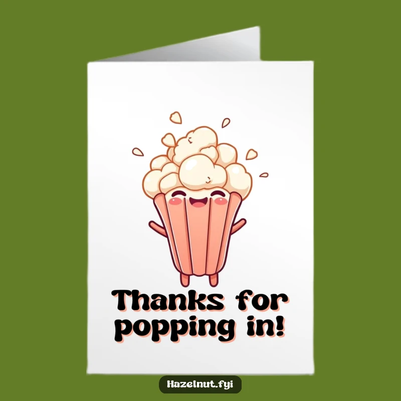 Free Printable Thank You Card: Bursting Popcorn Kernel Funny Downloadable Gift