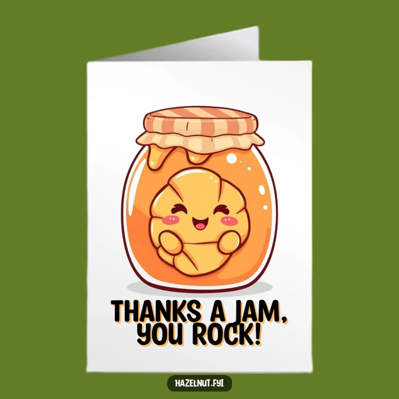 Free Printable Thank You Card: Croissant Jam Jar Peek Funny Downloadable Gift