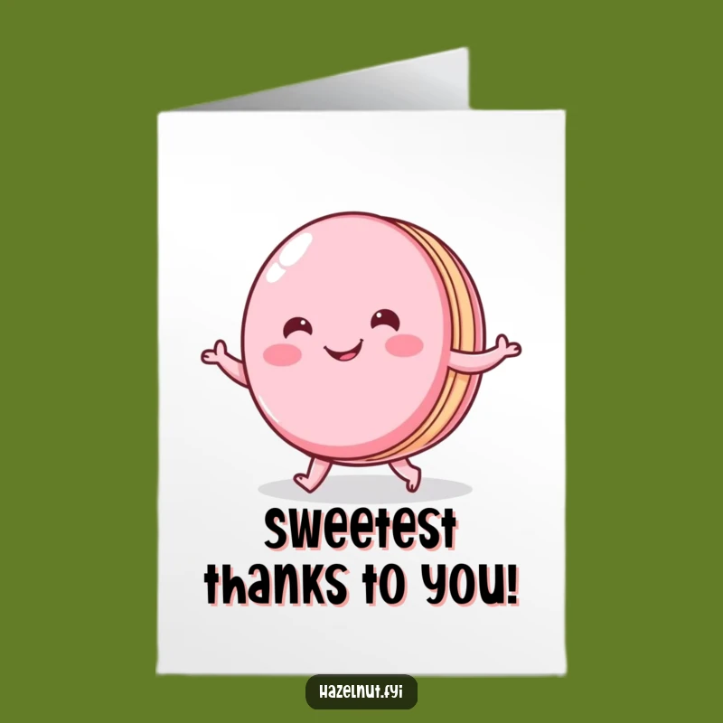 Free Printable Thank You Card: Dancing Macaron - Funny Downloadable Gift!