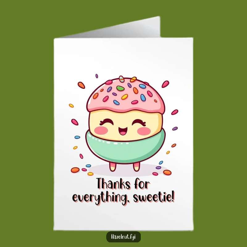 Free Printable Thank You Card: Giggling Macaroon Sprinkle Juggling Funny Gift