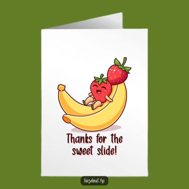 Free Printable Thank You Card: Giggling Strawberry's Slippery Thanks - Funny Downloadable Gift