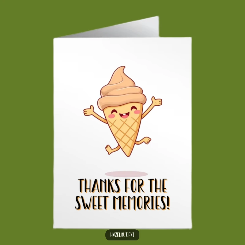 Free Printable Thank You Card: Grateful Hazelnut Ice Cream Cone Leap Funny Downloadable