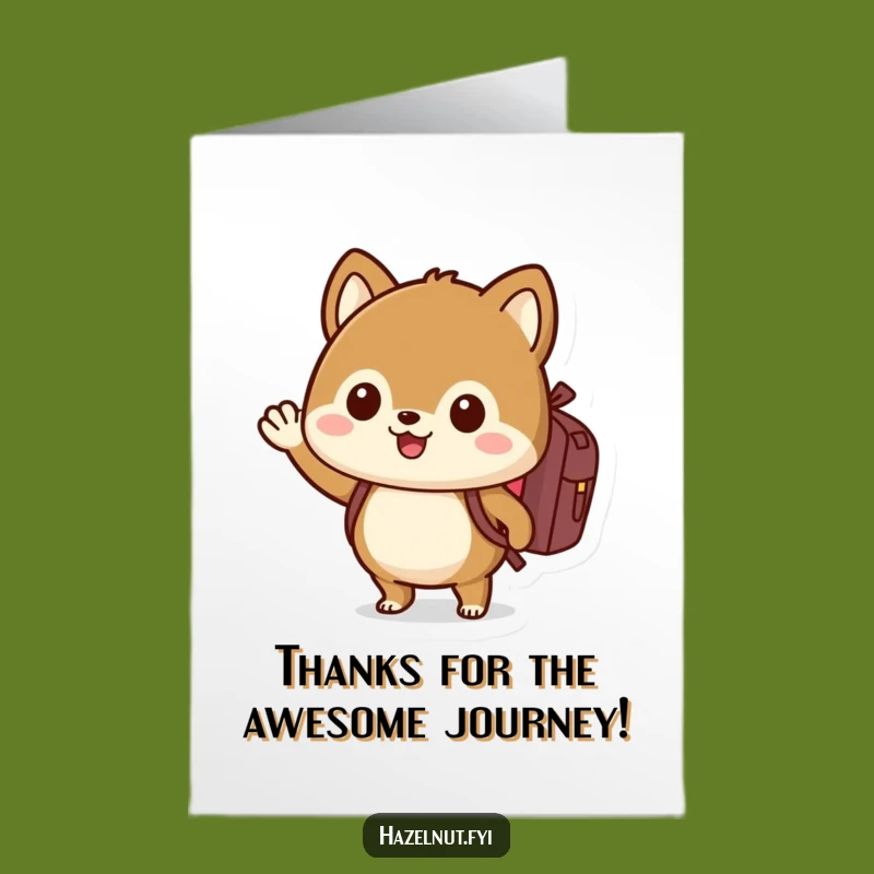 Free Printable Thank You Card: Waving Hazelnut Pal Grateful Funny Downloadable