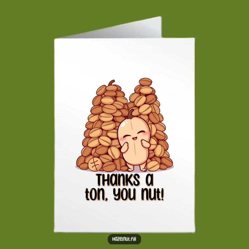 Free Printable Thank You Card: Winking Hazelnut Nut Pile Funny Downloadable Gift