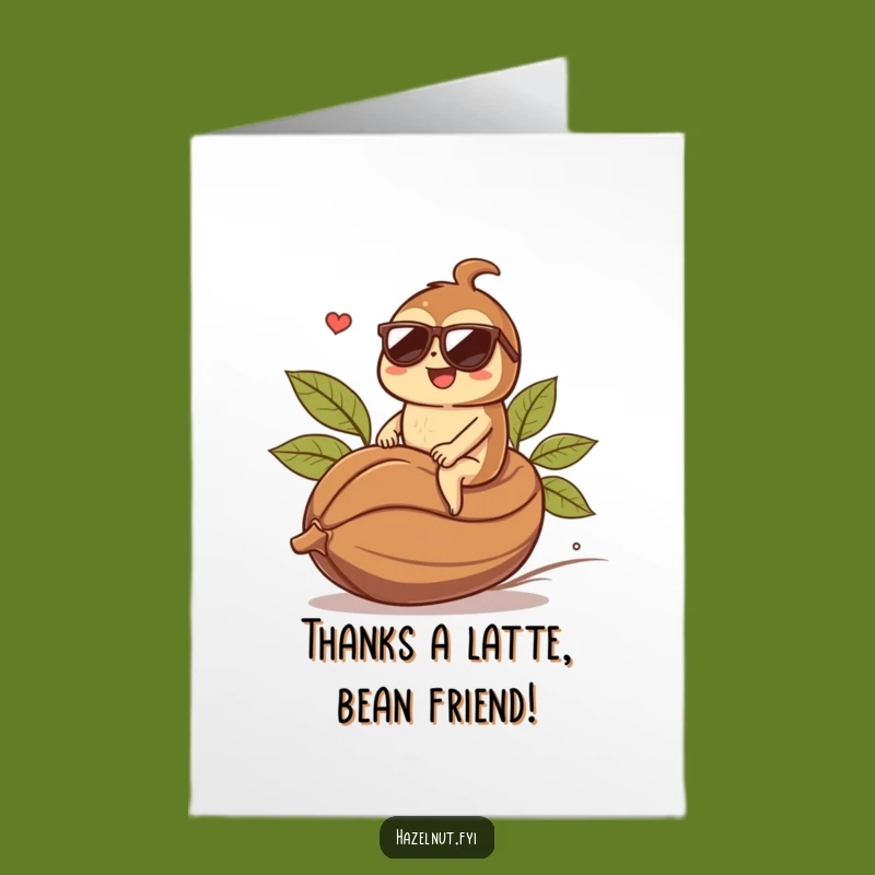 Free Printable Thank You Card: Hazelnut Coffee Bean Rider, Humorous Downloadable Note