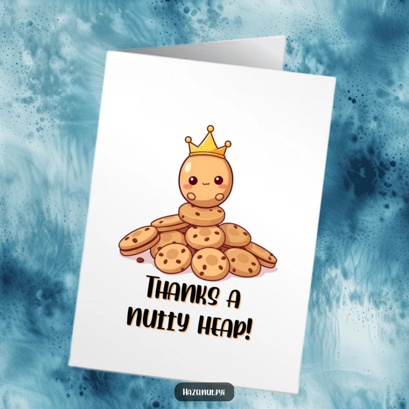 Funny Free Printable Thank You Card: A hazelnut king with a tiny crown and cookies