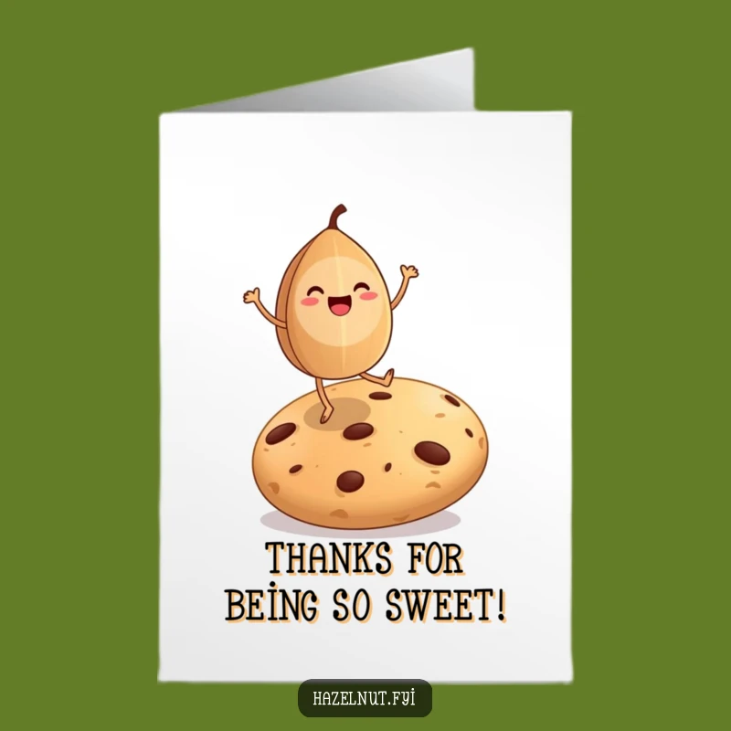 Free Printable Thank You Card: Dancing Nut Cookie Funny Downloadable Gift of Thanks